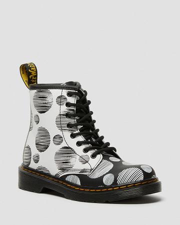 Botas con Cordones Dr Martens Junior 1460 Polka Dot Cuero Niños Negros | MX 136UZG
